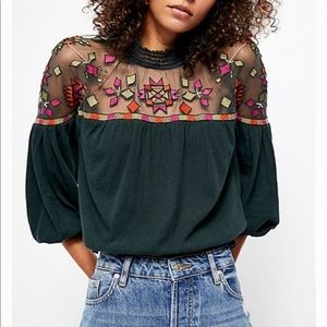 NWOT Free People Monday Morning Top Evergreen - M